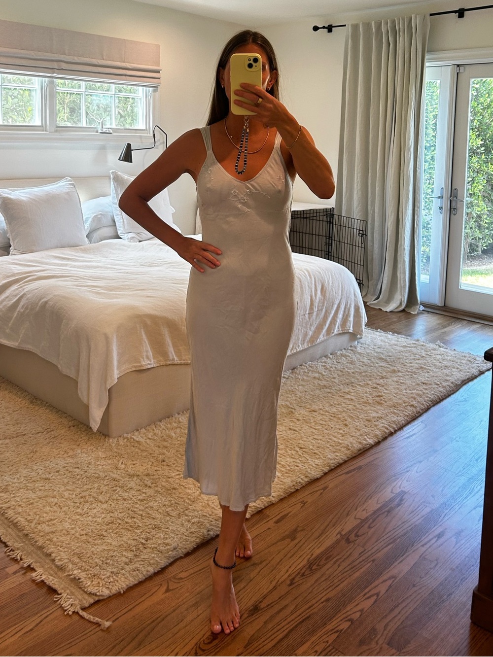 Beautiful vintage blue grey silk slip dress